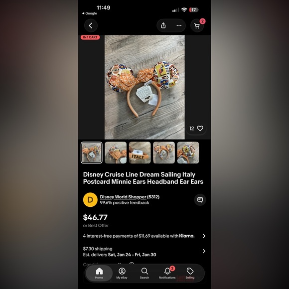 Disney Vibrant Epcot Italy Minnie Mouse Ears Headband and matching Bag - Picture 7 of 8